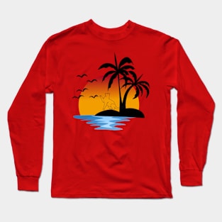 sunset with cat Long Sleeve T-Shirt